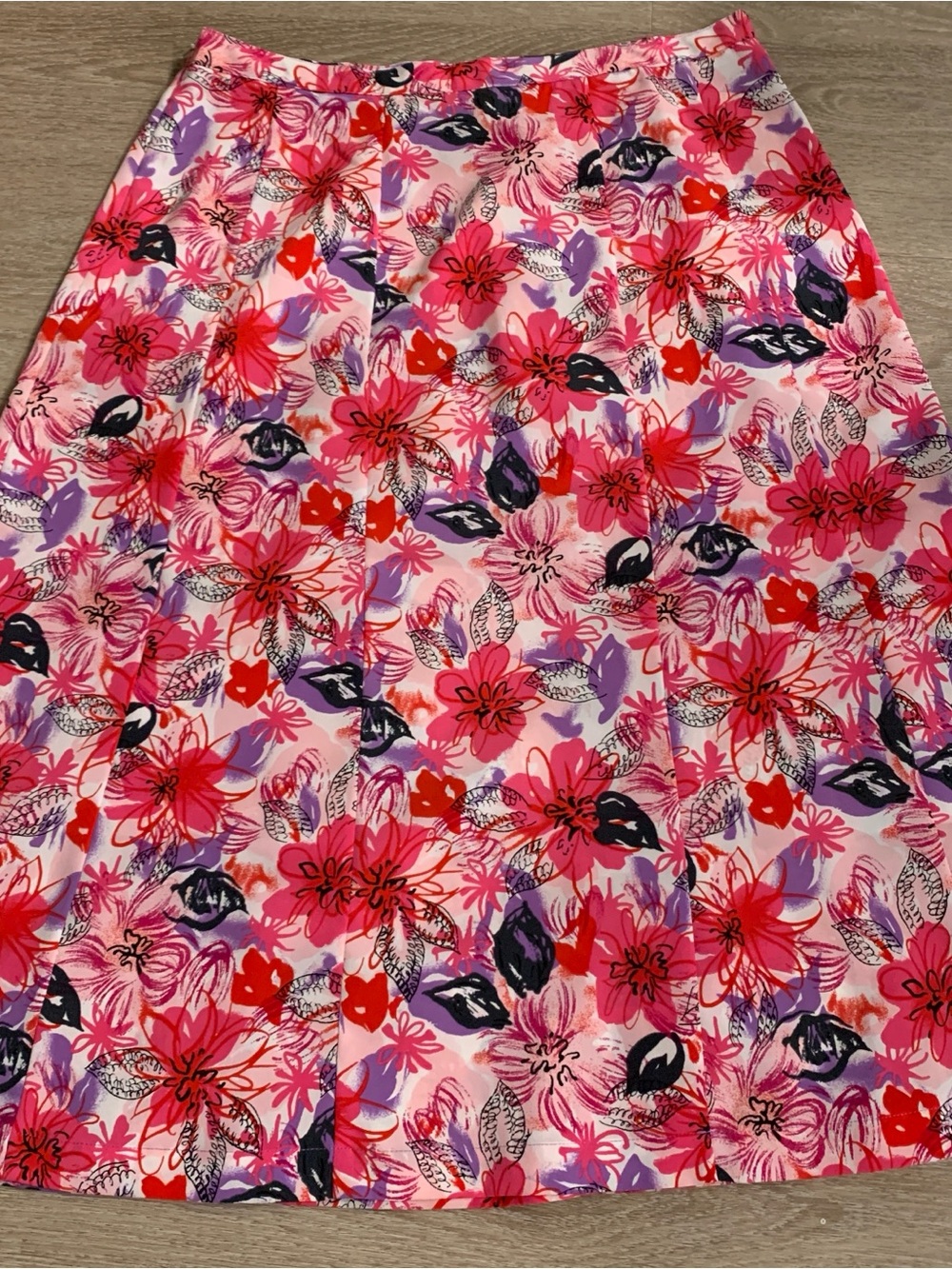 Sag Harbor Pink & Red Floral Midi Skirt Size 12